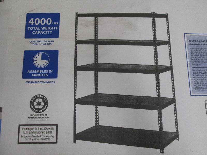 lot 43 image: Edsal 48 W X 24 L X 72 H 5-shelf...