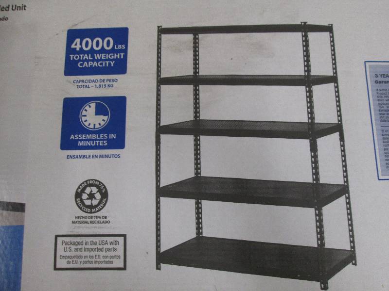 lot 49 image: Edsal 48 W X 24 L X 72 H 5-shelf...
