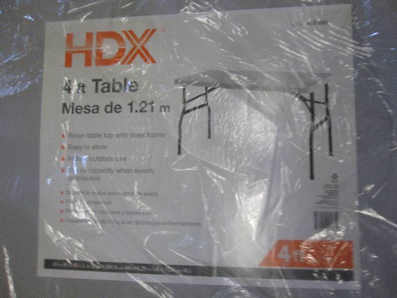 lot 108 image: 5 pack of 4 foot resin tables with ...