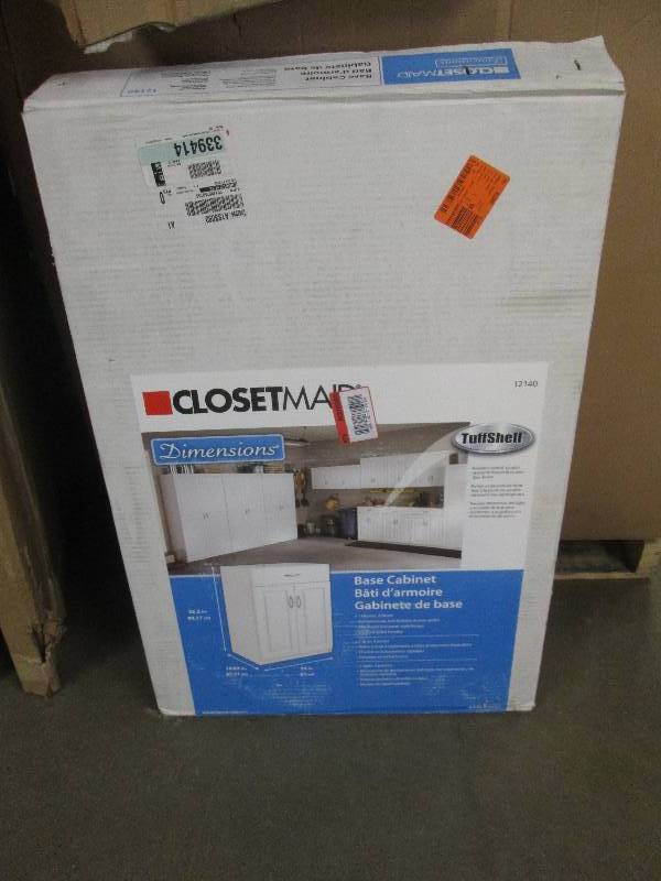 lot 128 image: closetmaid tuffshell base cabinet ...