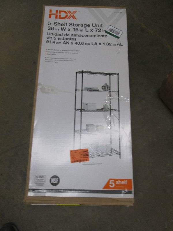 lot 137 image: HDX 5-shelf storage unit 36W X 16...