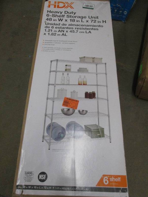lot 139 image: HDX 6-shelf Heavy duty storage shel...