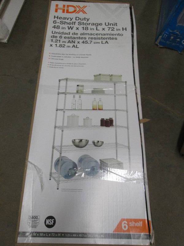 lot 140 image: HDX heavy duty 6-shelf storage unit...