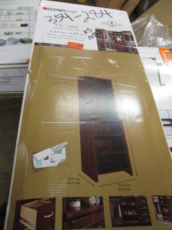 lot 141 image: CLosetmaid 5ft-10ft deluxe closet k...