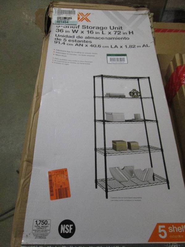 lot 164 image: HDX 5-shelf storage unit 36W X 16...