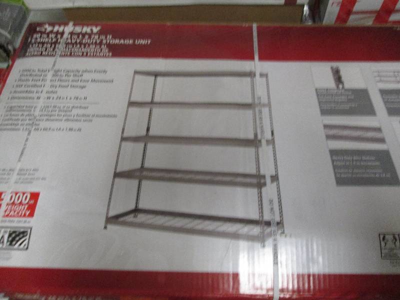 lot 185 image: Husky 5-shelf heavy duty storage un...