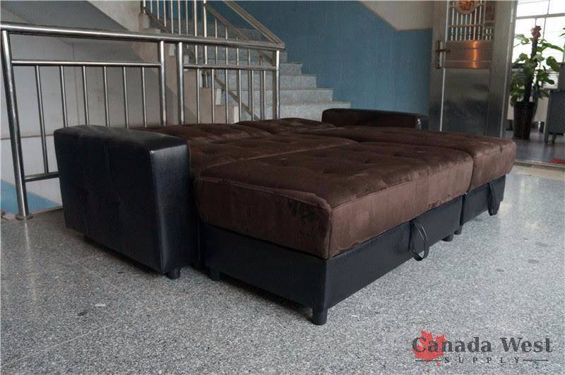 NEW LEISURE SOFA BED DARK BROWN & OTTOMAN YB2201