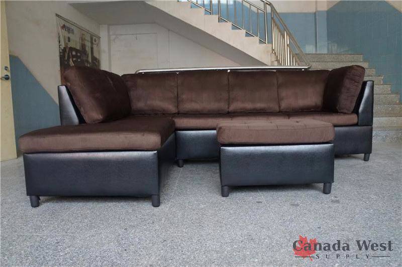 NEW LEISURE SOFA SET DARK BROWN & OTTOMAN F7353