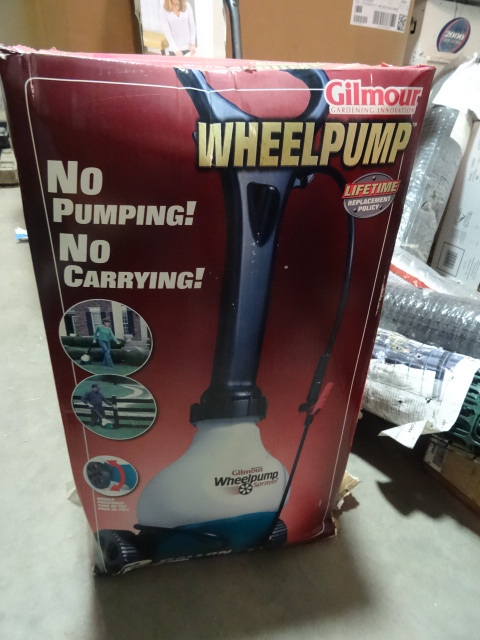lot 11 image: NEW Gilmour Wheel Pump 2 Gallon No Pumping No Carrying $99 retail