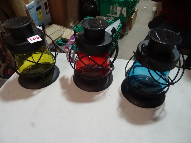 lot 106 image: NEW Qty 6 LED Solar Lanterns
