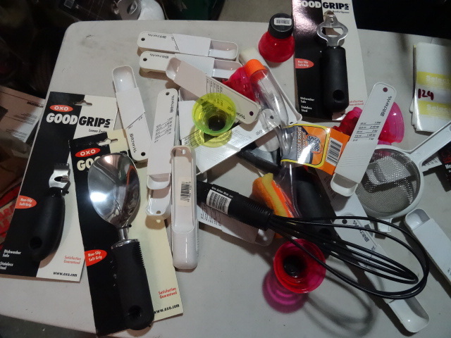 lot 129 image: NEW Kitchen LOT incl Various Scoops, Openers, Measuring Spoons and MORE.
