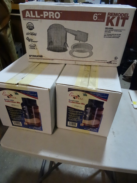 lot 135 image: NEW Qty 2 Pails Sheetrock Plus 3 Joint Compound, Qty 2 Easy Pull Removable Collection Bins, All Pro 6in Remodel Kit GREEN BIN NOT INCLUDED