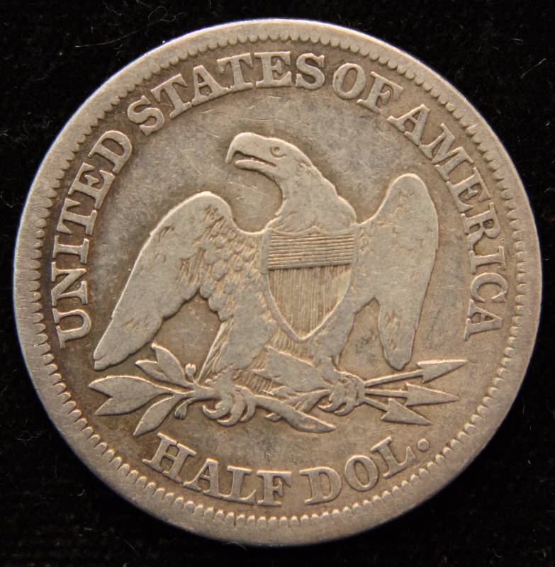 1854 SEATED LIBERTY SILVER HALF DOLLAR FINE