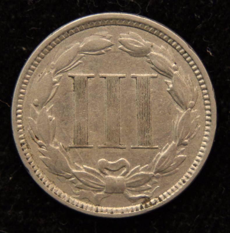 1869 THREE CENT NICKEL XF