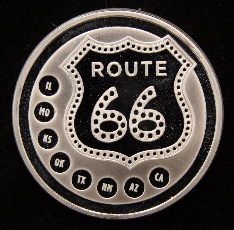 1 TROY OZ. .999 FINE SILVER ROUTE 66 DESIGN