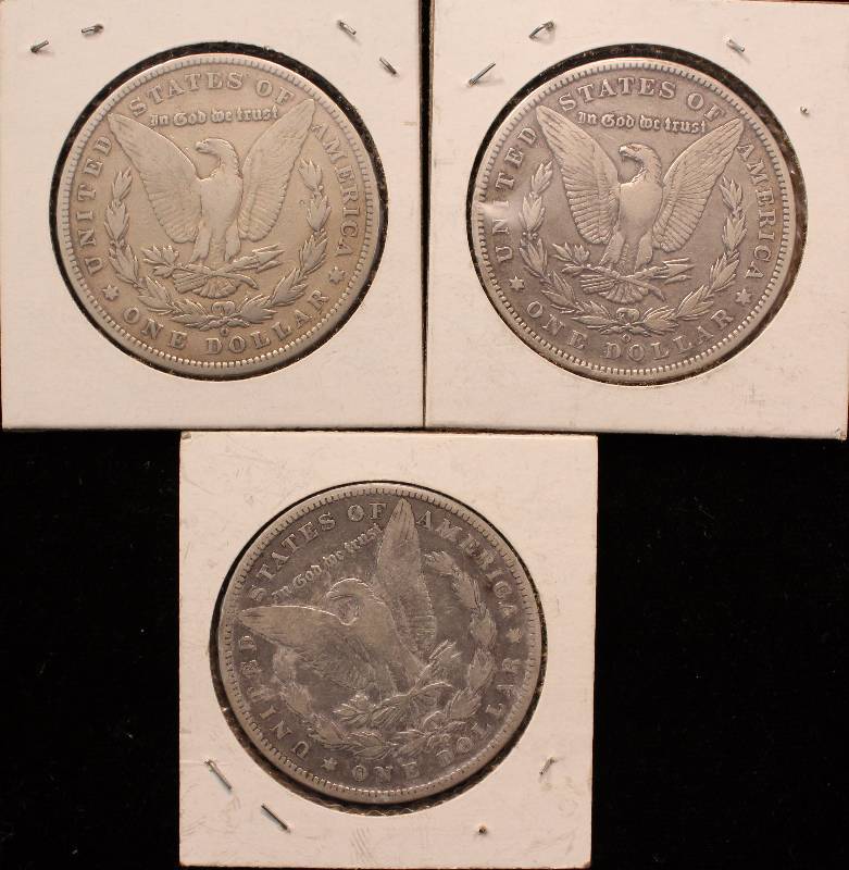 GROUP OF 3 MORGAN SILVER DOLLARS 1891-O, 1892-O & 1896-O