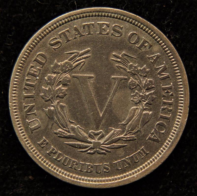 1883 LIBERTY V NICKEL WITHOUT CENTS AU