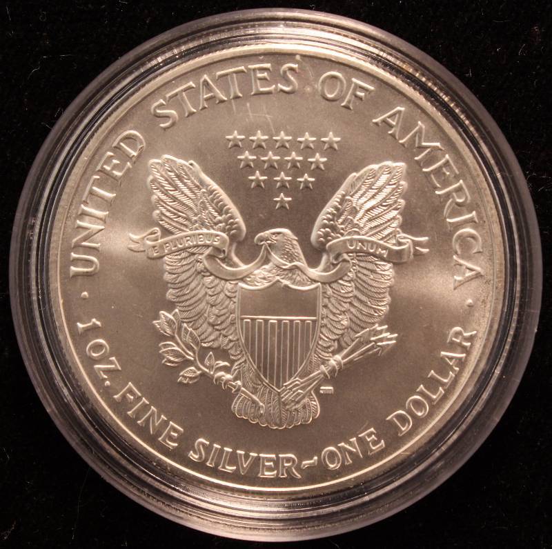 2002 AMERICAN SILVER EAGLE 1 TROY OZ. .999 FINE SILVER DOLLAR IN AIRTITE HOLDER