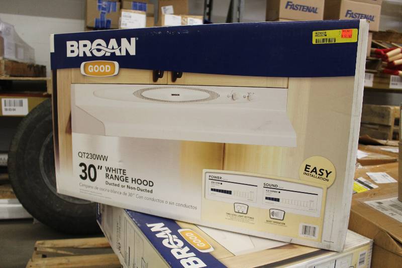 lot 47 image: Broan 30in. White Range Hood