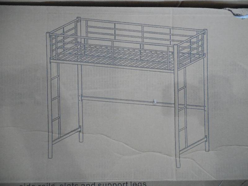 lot 28 image: Walker Edison Twin Metal Loft Bed, Black