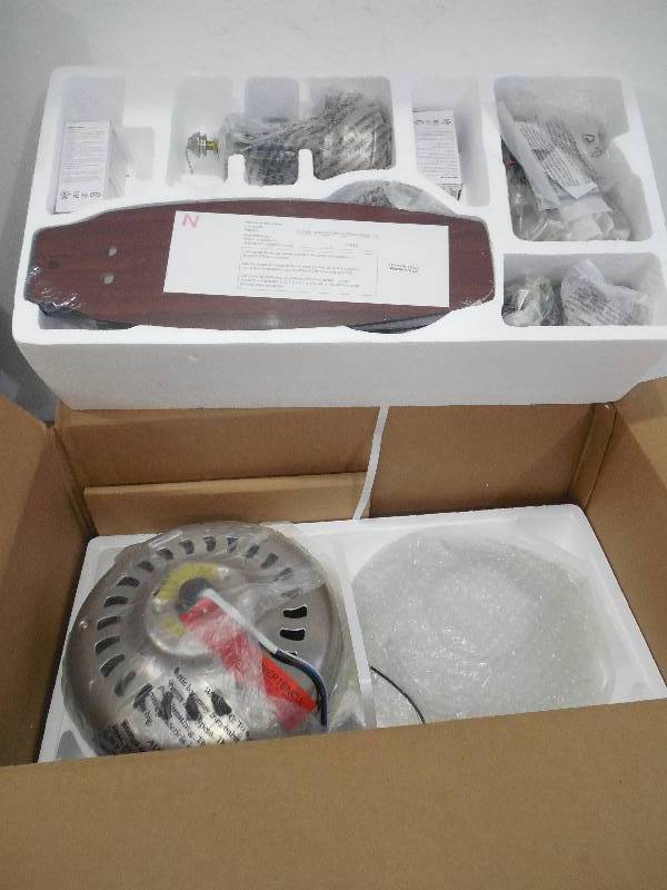 lot 53 image: Hunter Caraway 44-in Brushed Nickel Downrod or Close Mount Indoor Ceiling Fan with Light Kit