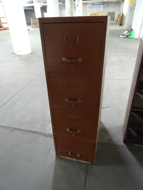 lot 12 image: Vintage wood file cabinet. 4 drawer...
