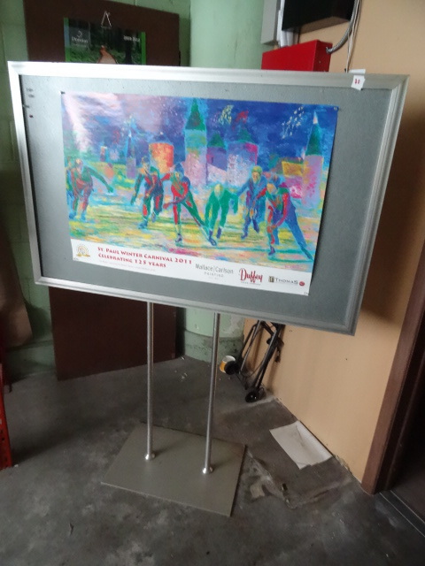 lot 20 image: Aluminum framed floor stand cork bo...