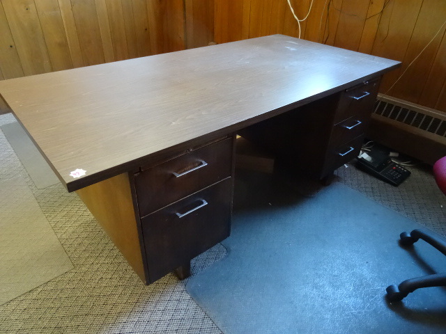 lot 47 image: 5 drawer wood office desk. 60 x 30 ...