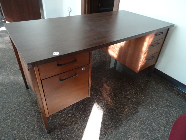 lot 49 image: 5 drawer wood office desk. 60 x 30 ...