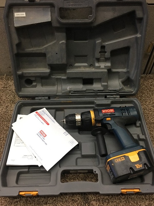 lot 9 image: Ryobi 18Volt Hammer Drill, No Charg...