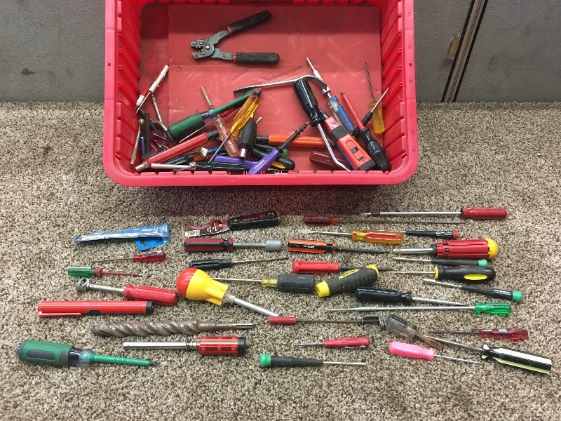 lot 30 image: Tote Of Assorted Hand Tools, Etc--...