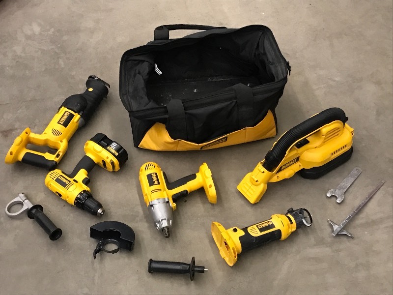 lot 74 image: 5-Piece DeWalt 18Volt Cordless Tool...