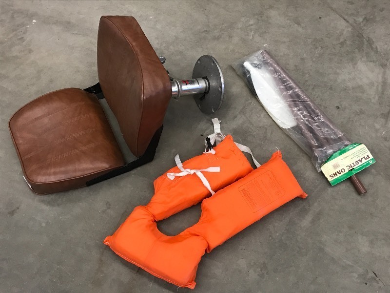 lot 93 image: Lot Of Boat Seat, Life Vest, Plast...