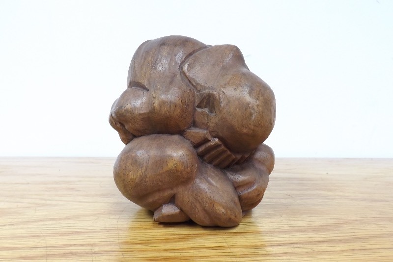6 Wood Carved Weeping Buddha Statue