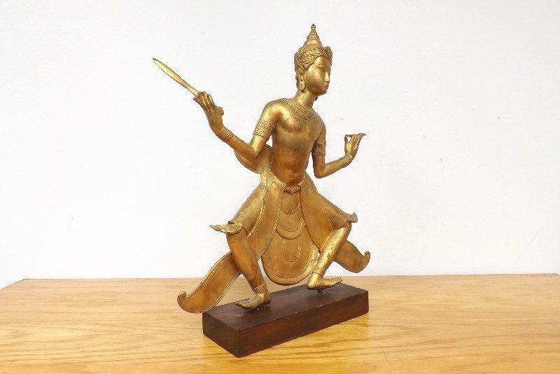 Large Signed 19 Brass Buddha Type Statue