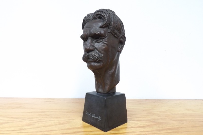 14 Albert Schweitzer Bronze Bust Artist signed 1955 Leo Cherne