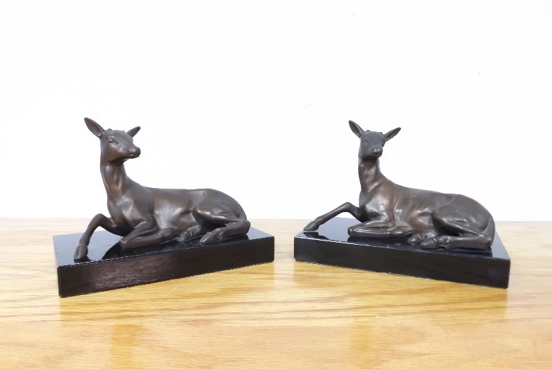 2 Cast Metal Deer Bookends