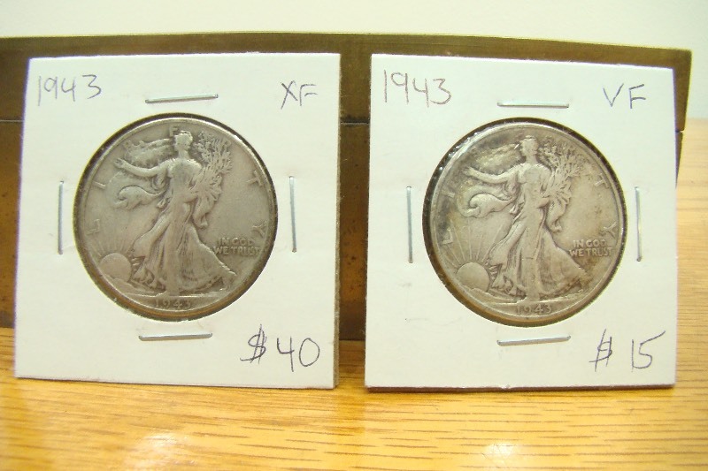 2 Walking Liberty 1943-P Silver Half Dollars