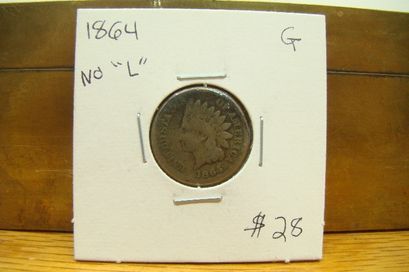 1864 No L Indian Head Penny