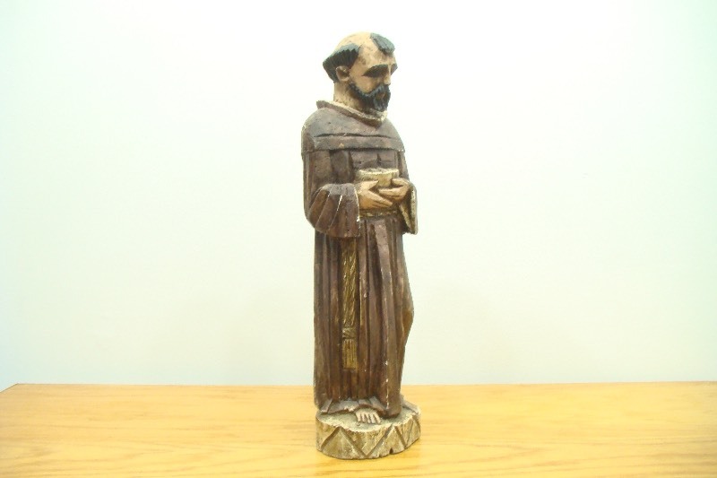20 Tall Wood Carved Monk Figure
