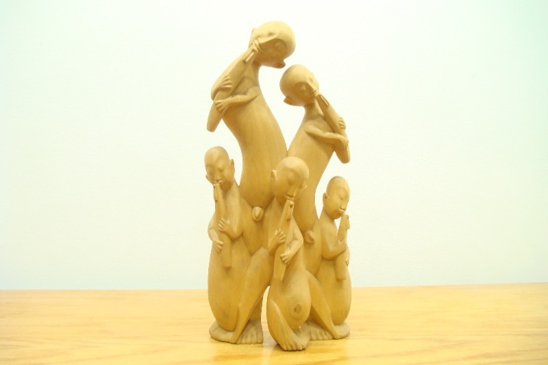 13 Wood Carved Ethnic Musicians Figure