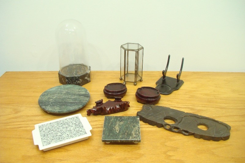 Lot of Various Marble, Wood, Glass, etc. Display Stands