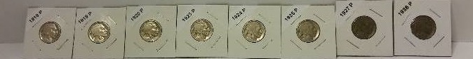 Lot of (8) Philadelphia Mint Buffalo Nickels - All Different Dates - See Description