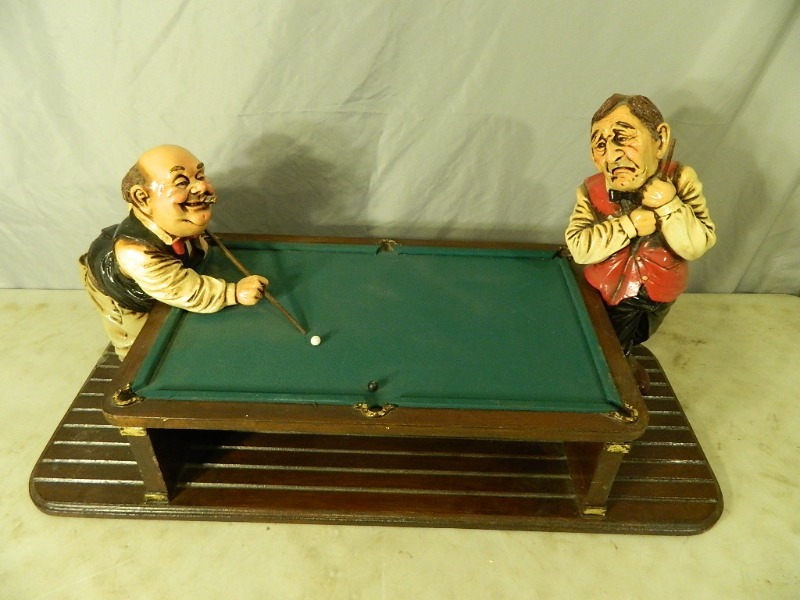 lot 18 image: Old Men Playing Pool Statue