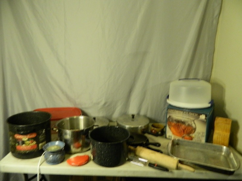 lot 133 image: Punch Bowl Set, Pots and Pans, More