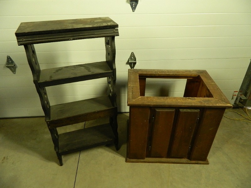 lot 154 image: Wood Shelf and Cabinet