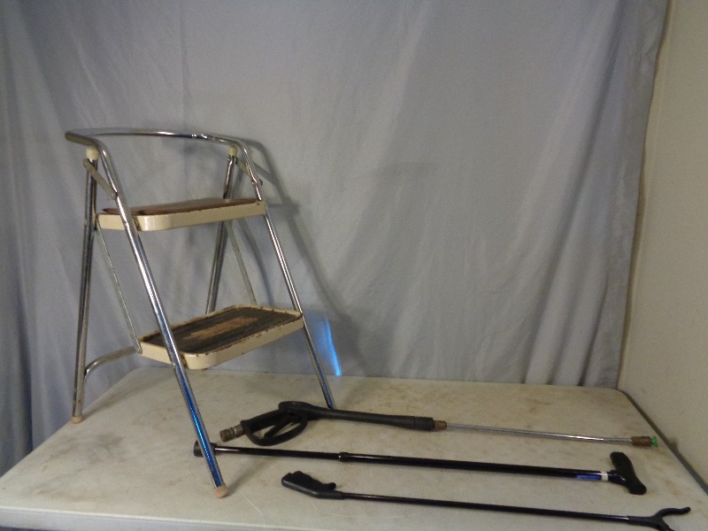 lot 226 image: Folding Stool, Sprayer Wand, and More