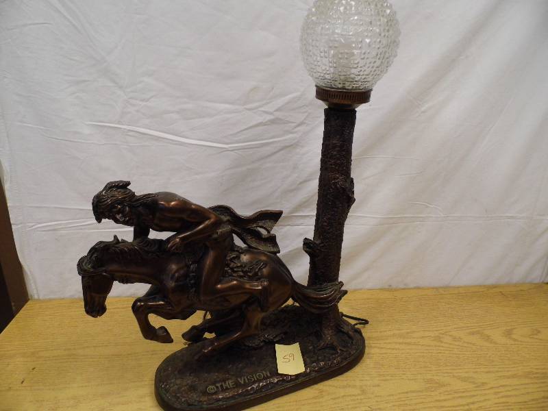 Bronze Native American Lamp