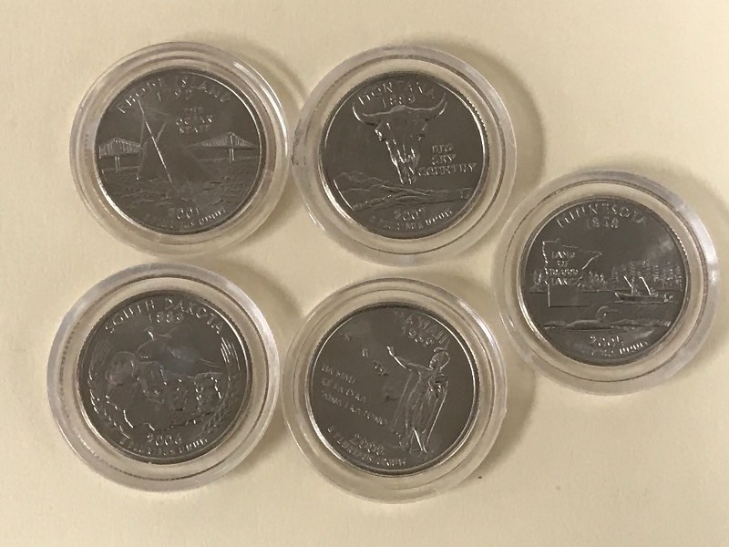 lot 18 image: (5) Uncirculated Statehood Washingt...