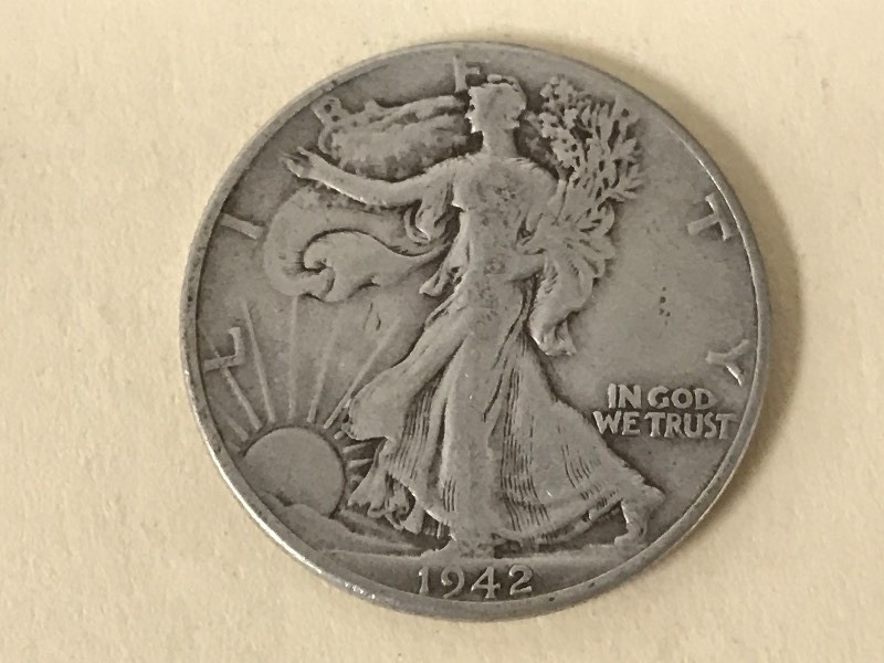 lot 48 image: 1942 Walking Liberty Half Dollar ...